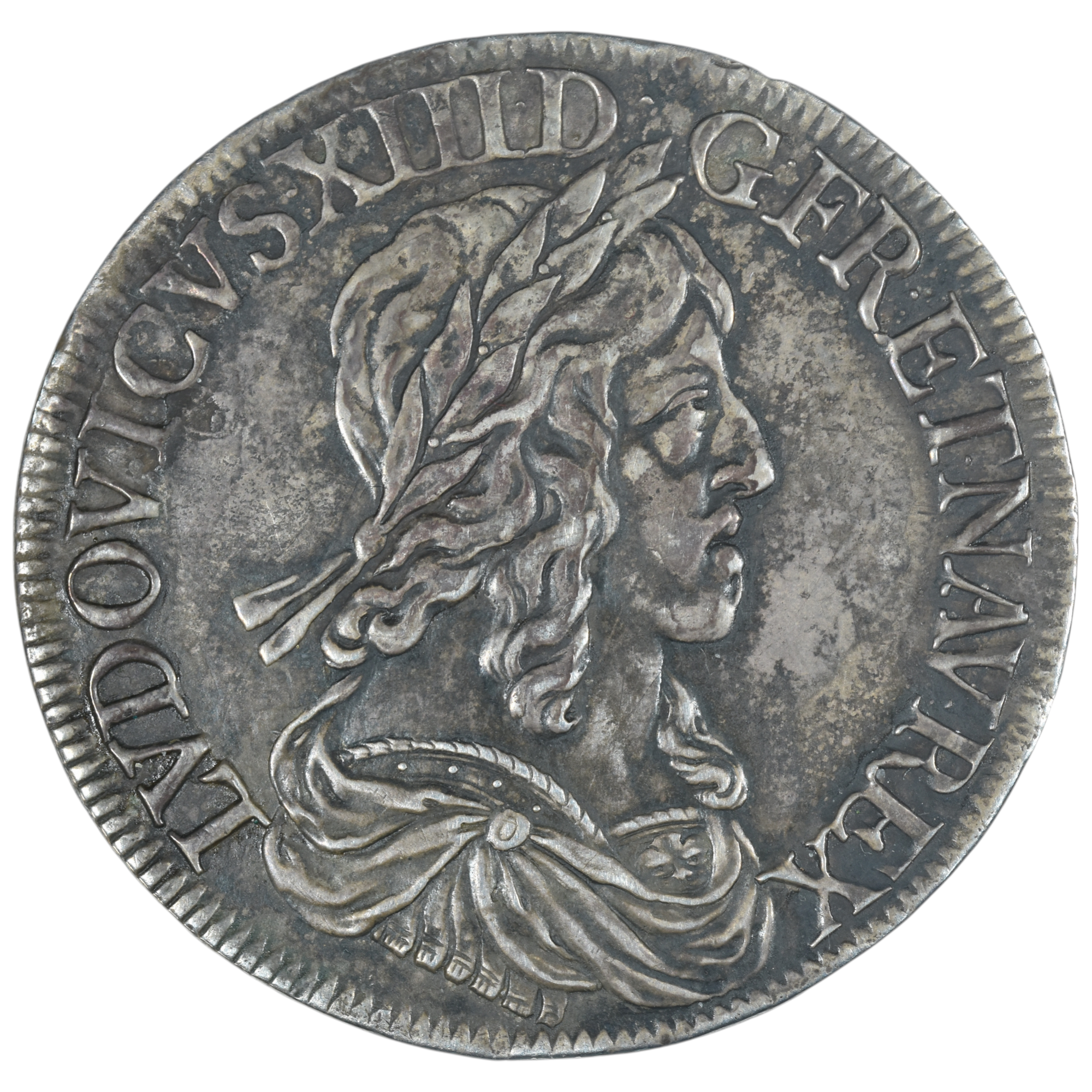 LOUIS XIII ECU ARGENT 1642 PARIS AVERS