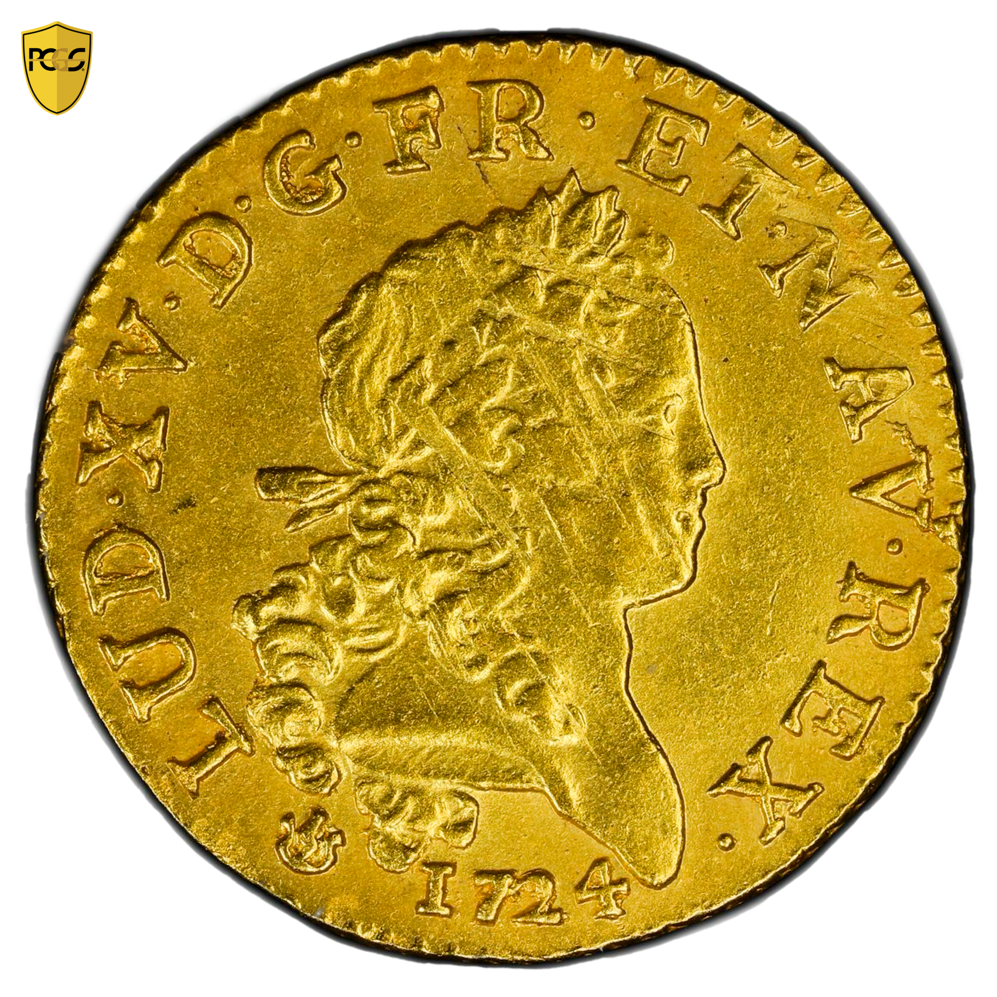 LOUIS XV LOUIS OR MIRLITON 1724 D LYON AVERS