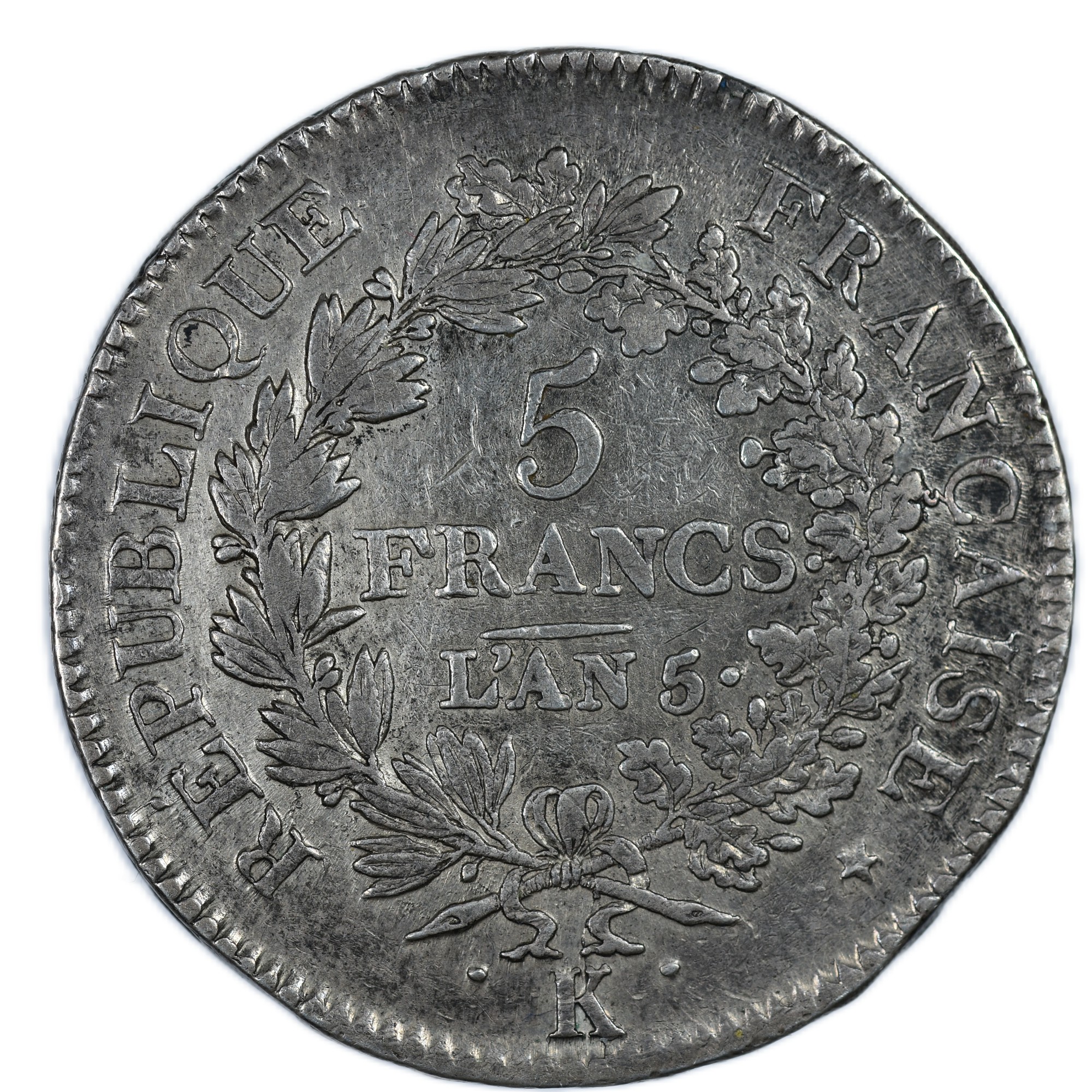 5 FRANCS UNION ET FORCE AN 5 BORDEAUX AVERS