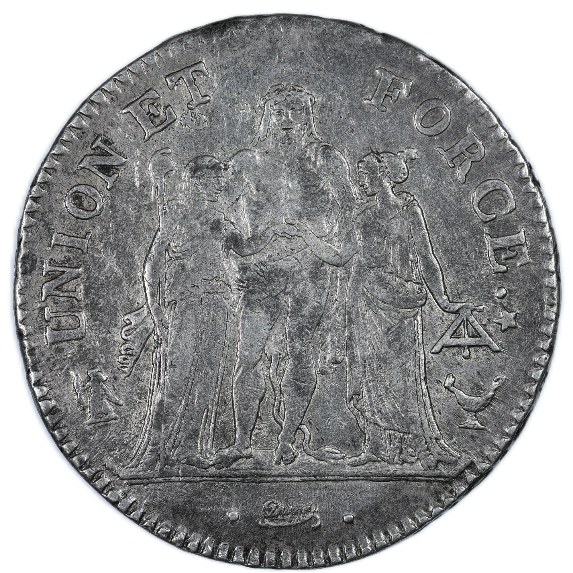 5 FRANCS UNION ET FORCE AN 5 BORDEAUX REVERS