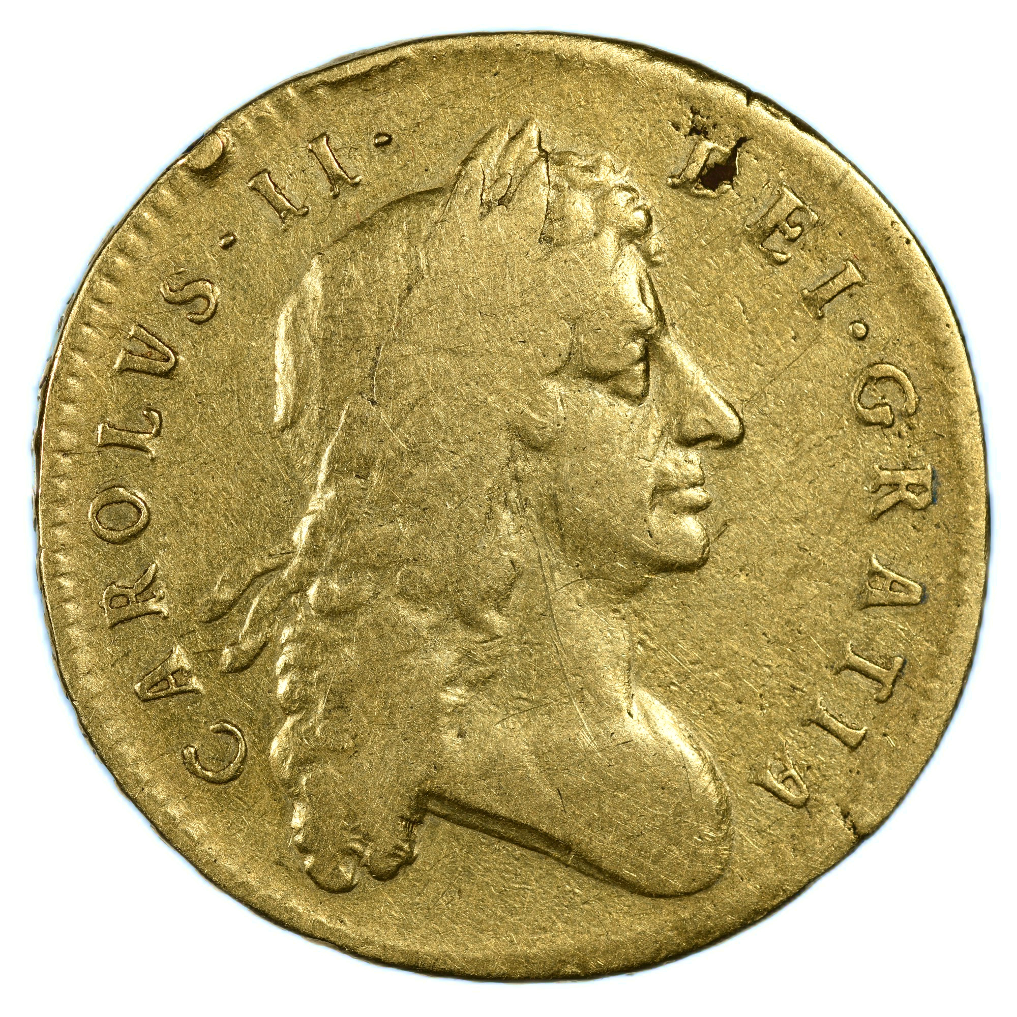 ANGLETERRE CHARLES II 5 GUINEES OR AVERS 1683