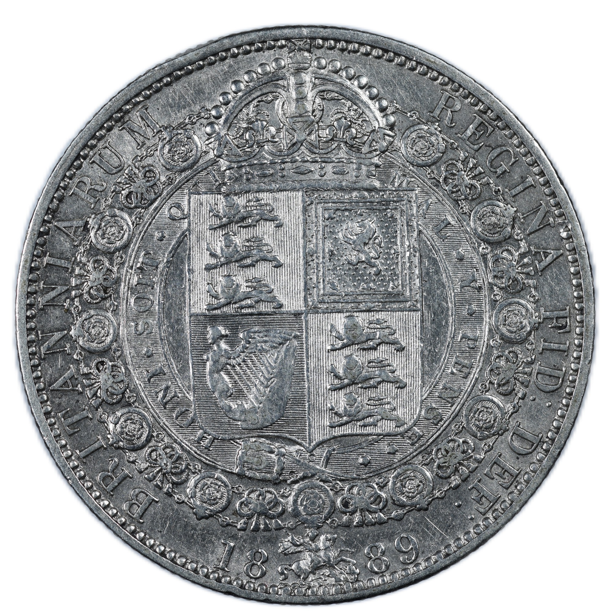 ANGLETERRE HALF CROWN 1889 REVERS