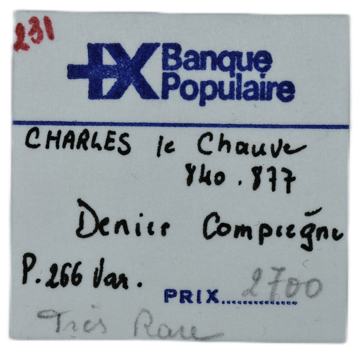 CHARLES CHAUVE DENIER COMPIEGNE ETIQUETTE