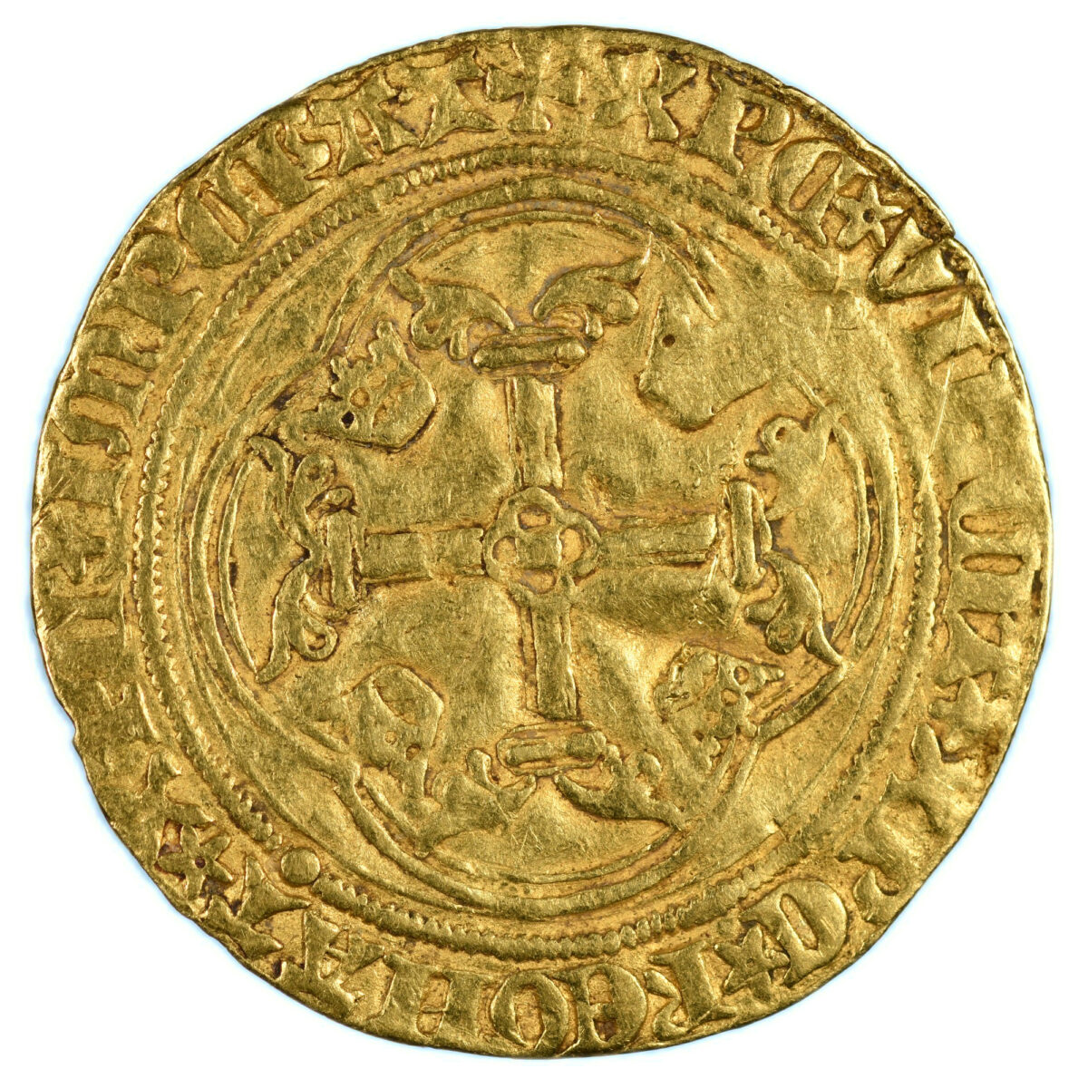 CHARLES VII ECU OR COURONNE PARIS REVERS