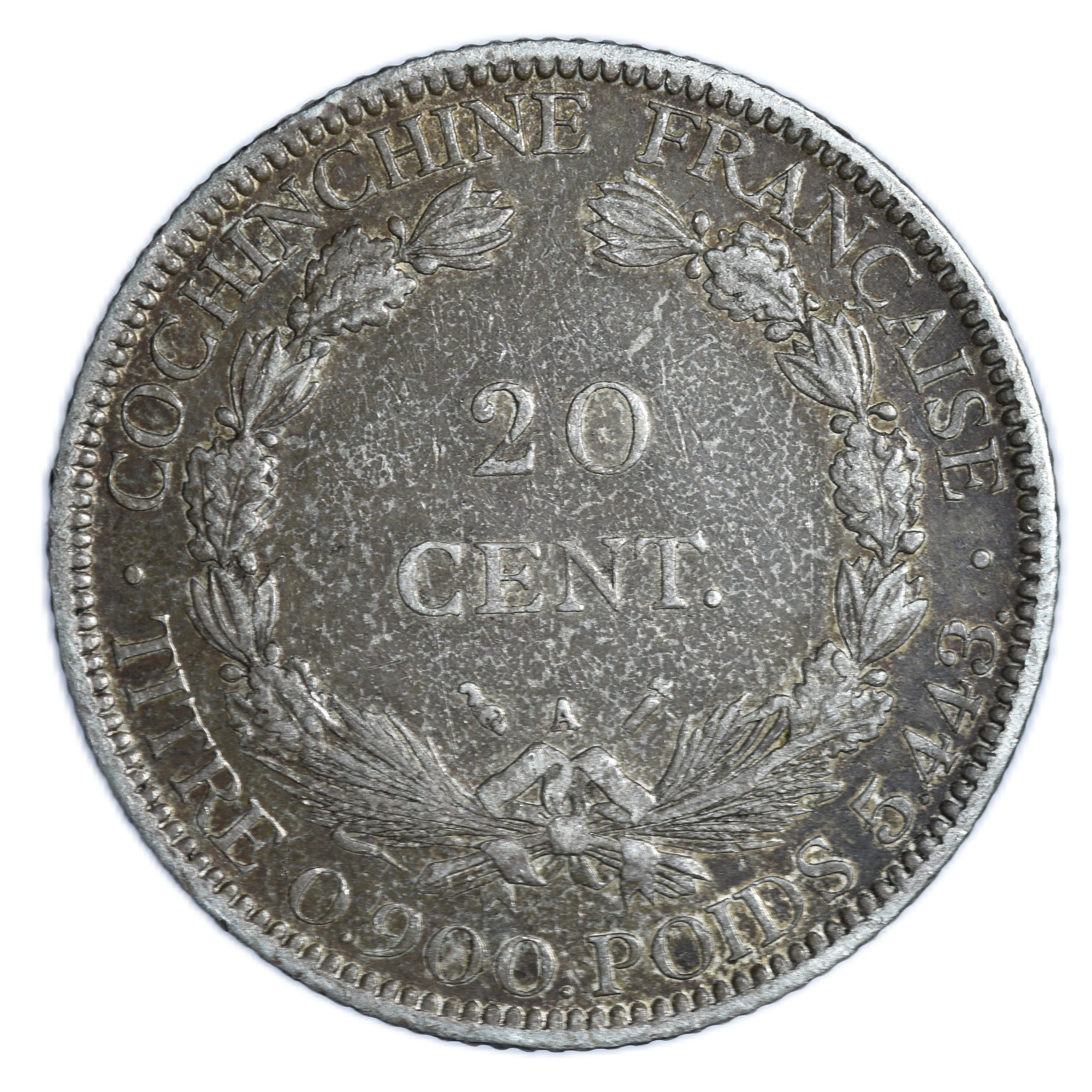 COCHINCHINE 20 CENTIMES 1884 AVERS