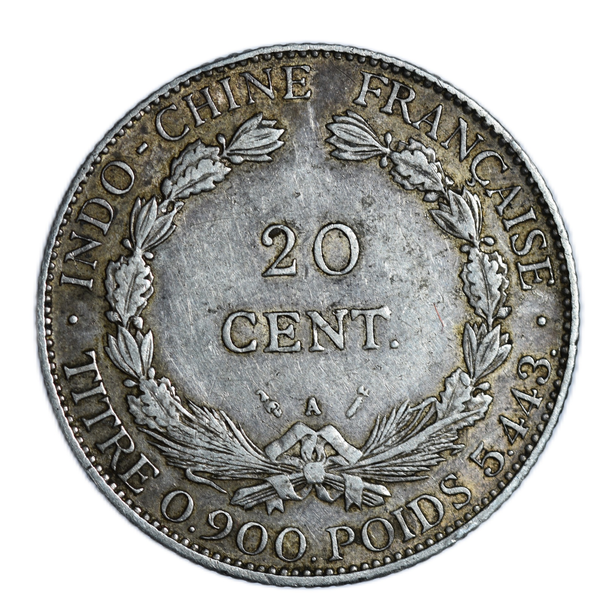 INDOCHINE 20 CENTIMES 1887 AVERS RARE