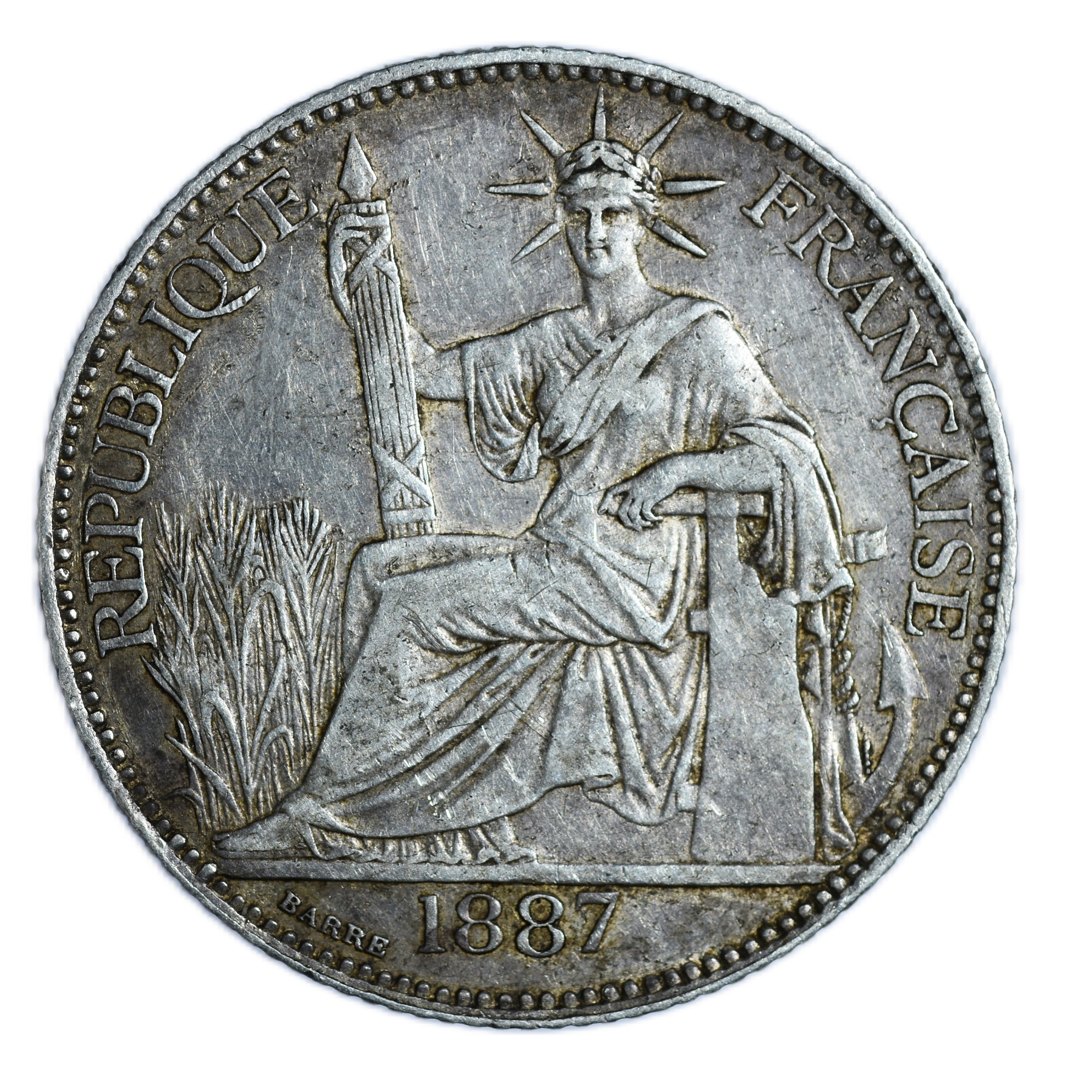 INDOCHINE 20 CENTIMES 1887 REVERS RARE