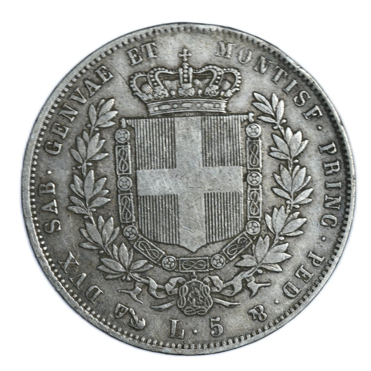 ITALIE 5 LIRE 1852 REVERS