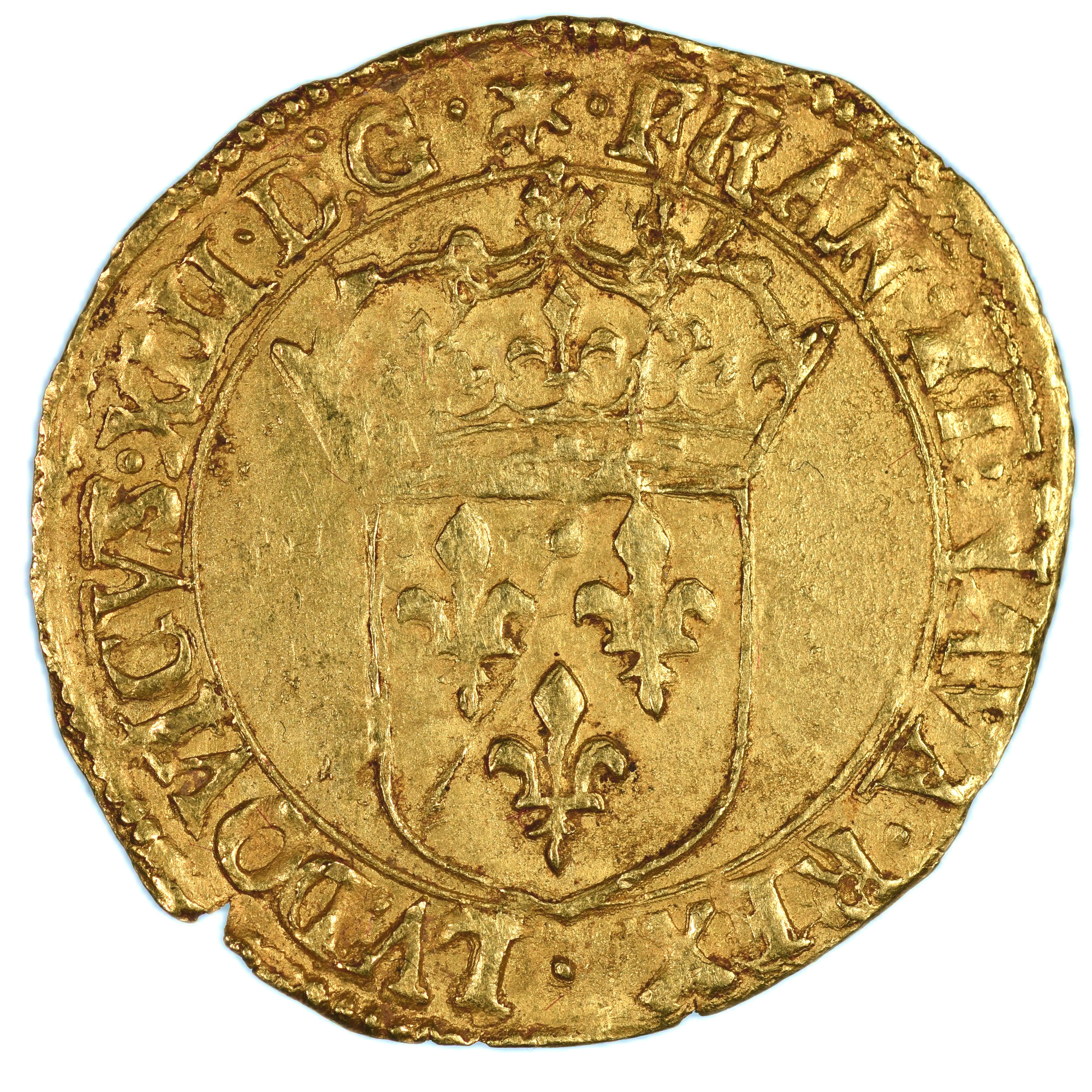 Louis XIII - Écu d'or au soleil (frappe au marteau) - 1639 N Montpellier - Rare