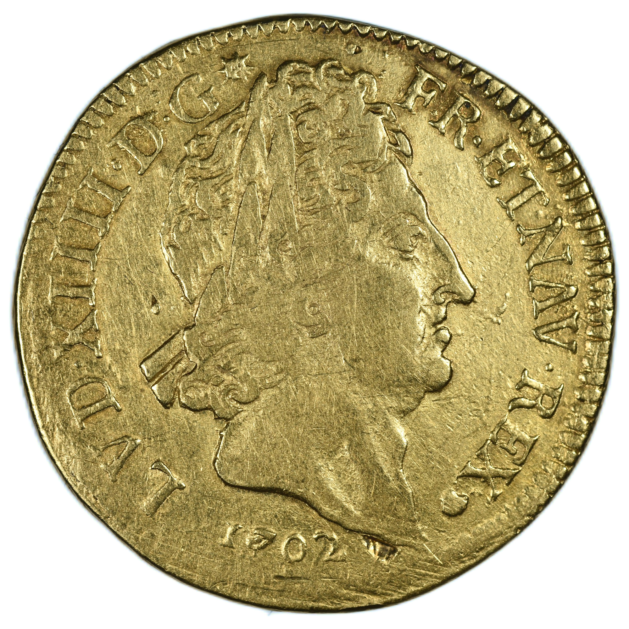 LOUIS XIV DOUBLE LOUIS OR 1702 PARIS AVERS
