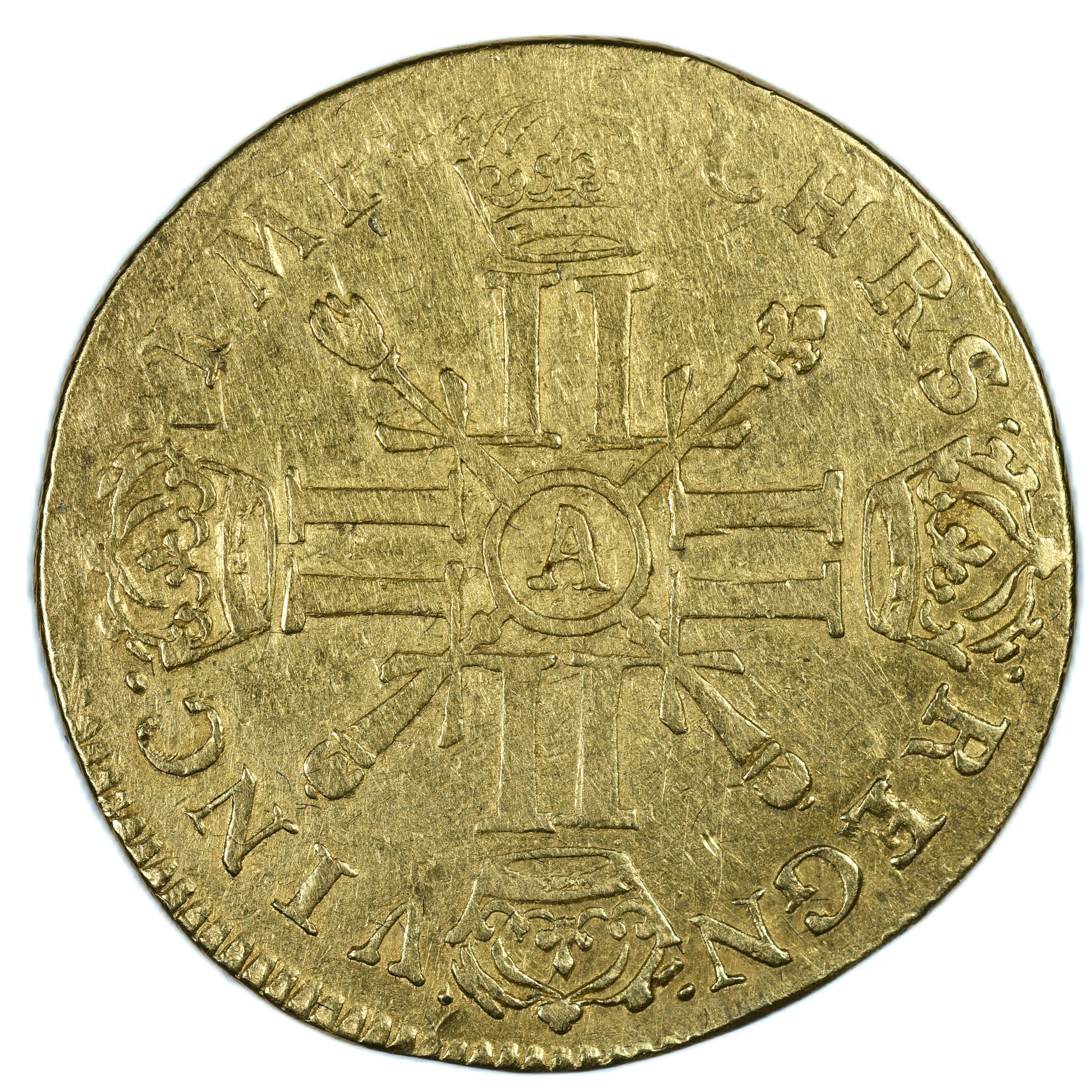 LOUIS XIV DOUBLE LOUIS OR 1702 PARIS REVERS