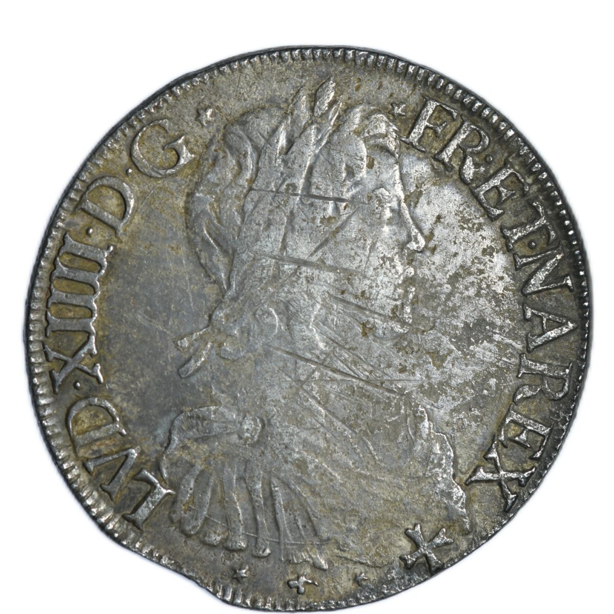 LOUIS XIV ECU NAVARRE 1661 AVERS