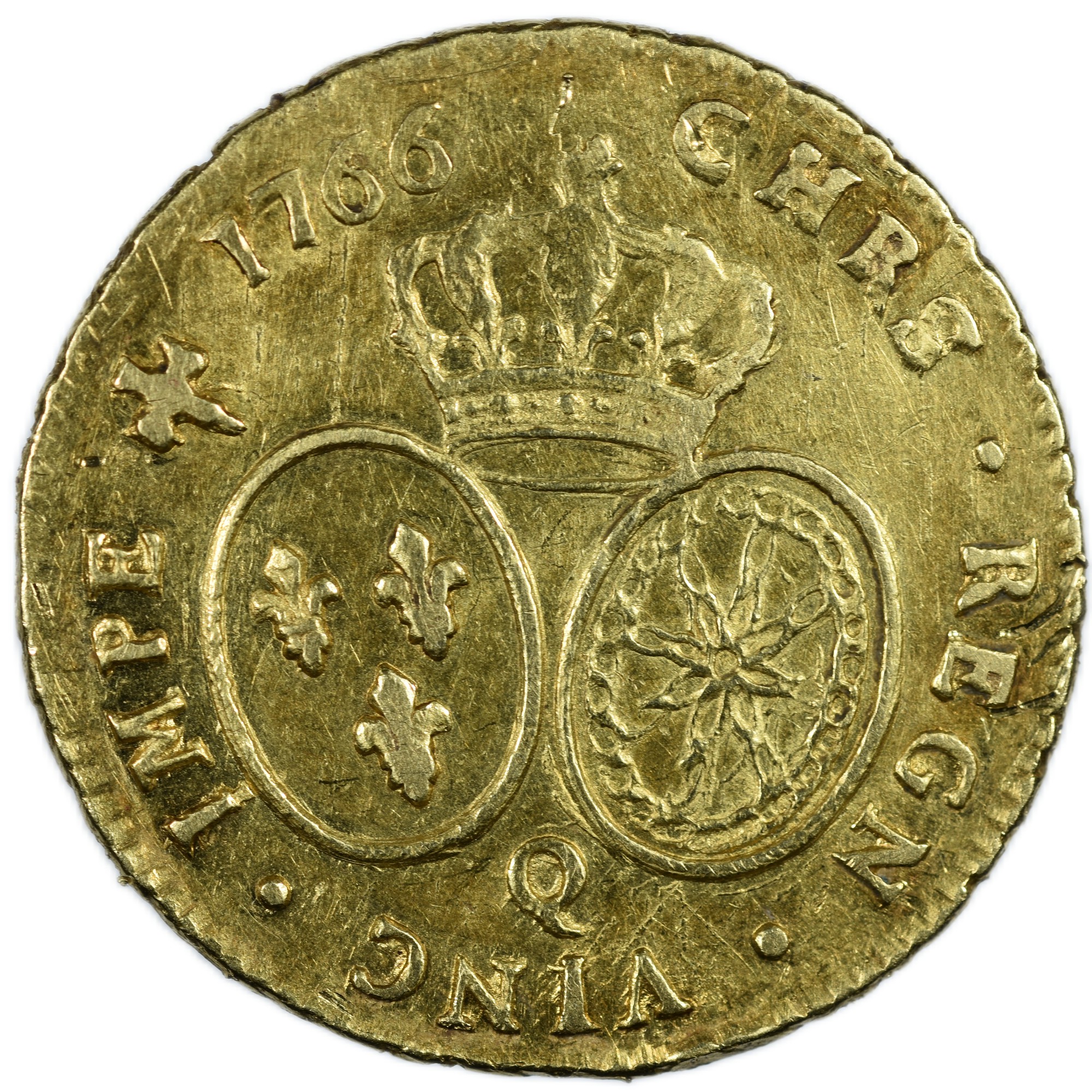 LOUIS XV DOUBLE LOUIS 1766 PERPIGNAN REVERS