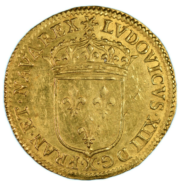 LOUIS XIII ECU OR SOLEIL 1641 AMIENS AVERS