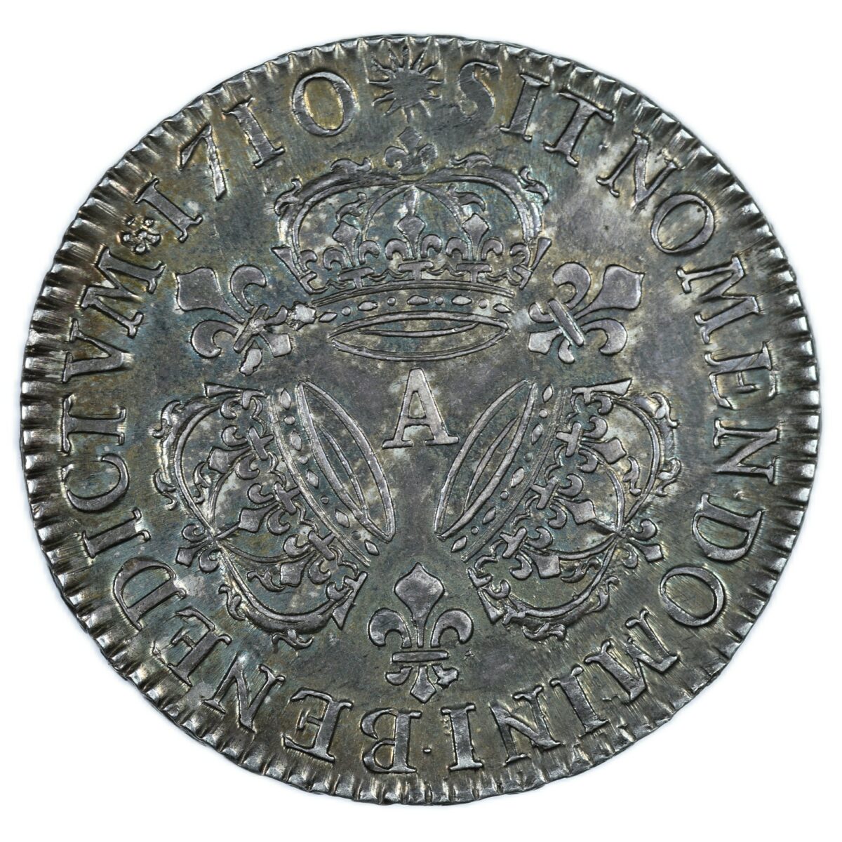 LOUIS XIV DEMI ECU 3 COURONNES 1710 REVERS
