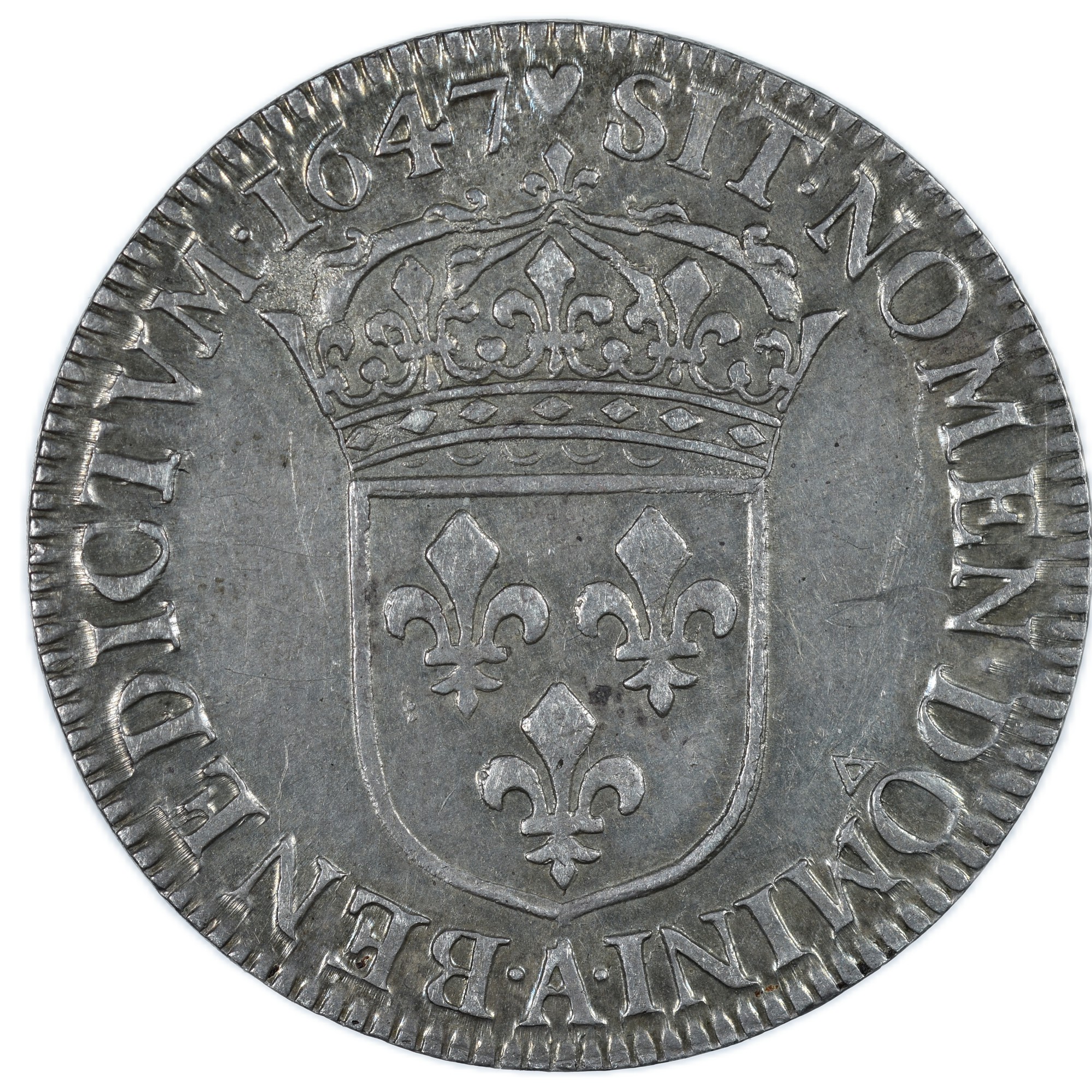 LOUIS XIV QUART ECU 1647 PARIS REVERS