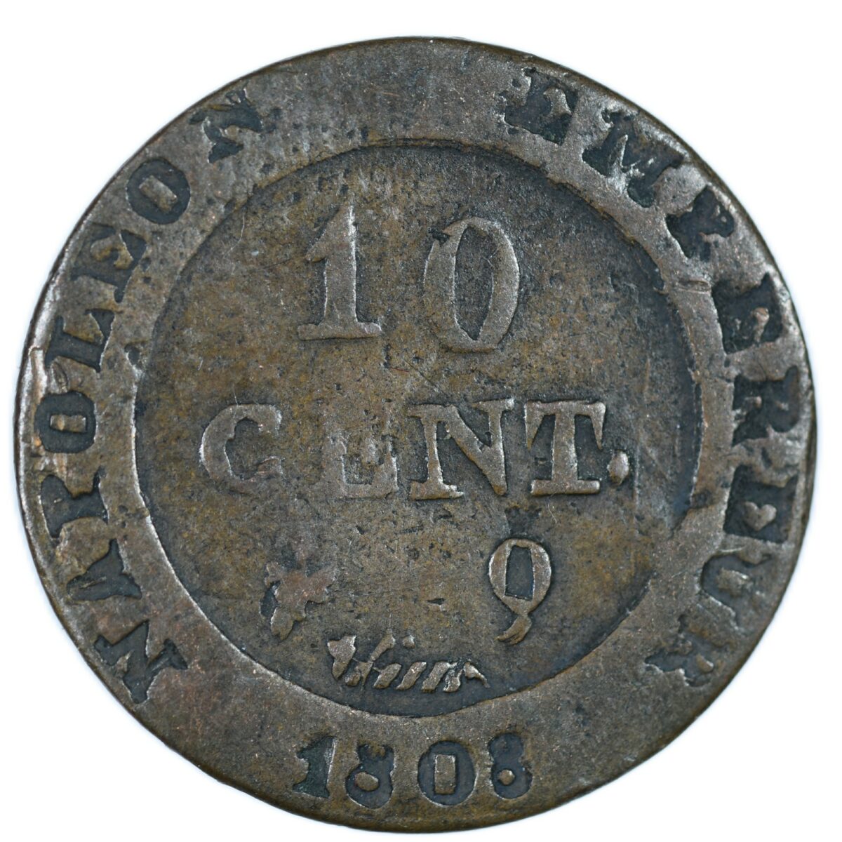 NAPOLEON 10 CENTIMES 1808 PERPIGNAN AVERS