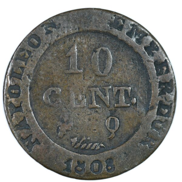 NAPOLEON 10 CENTIMES 1808 PERPIGNAN AVERS