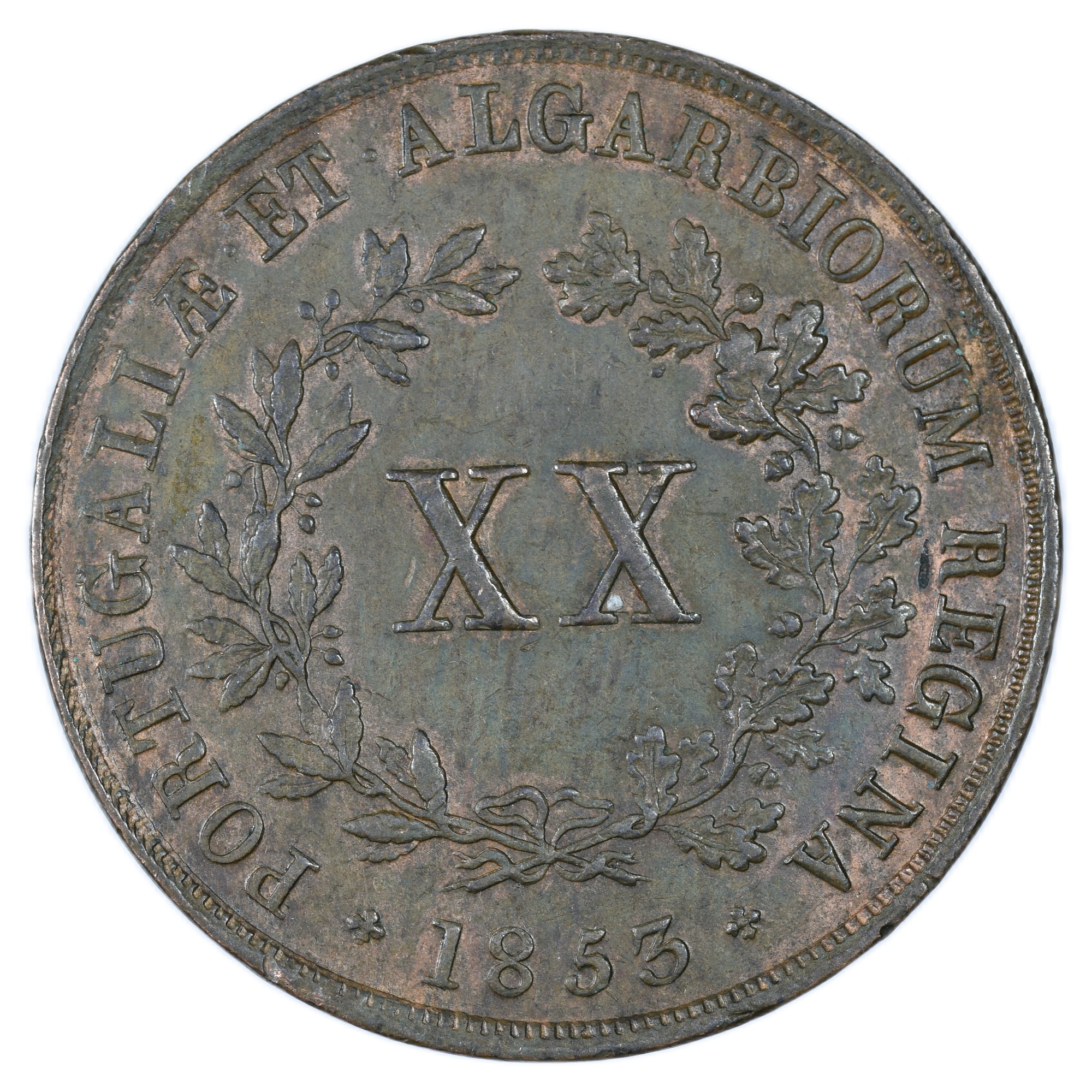 PORTUGAL XX REIS MARIE 1853 AVERS